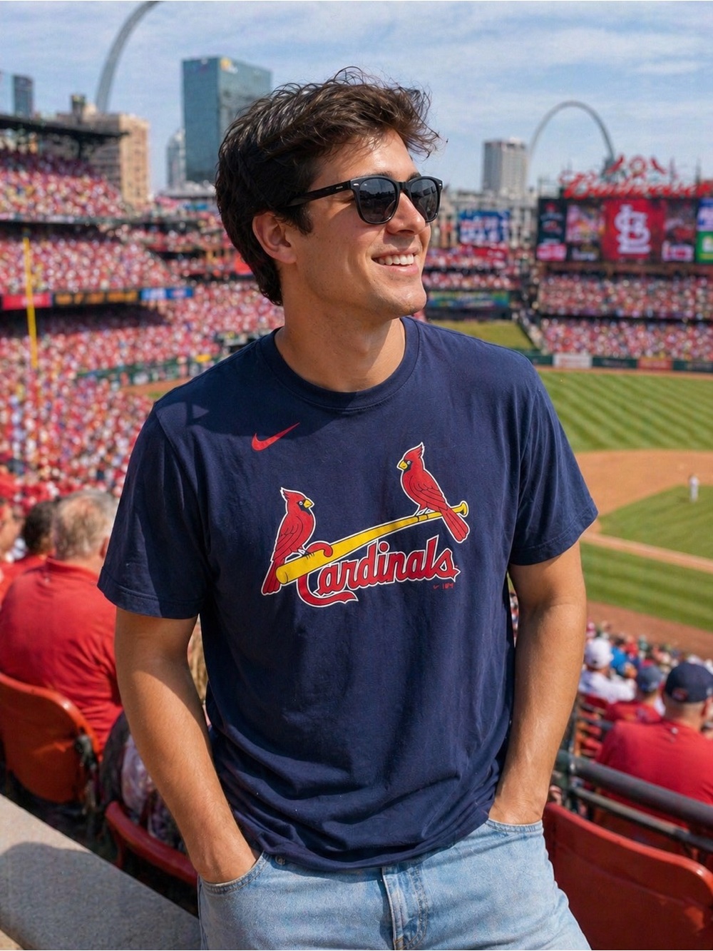Nike St. Louis Cardinals Dri-Fit Tee Blue MLB Baseball Shirt Men’s Large